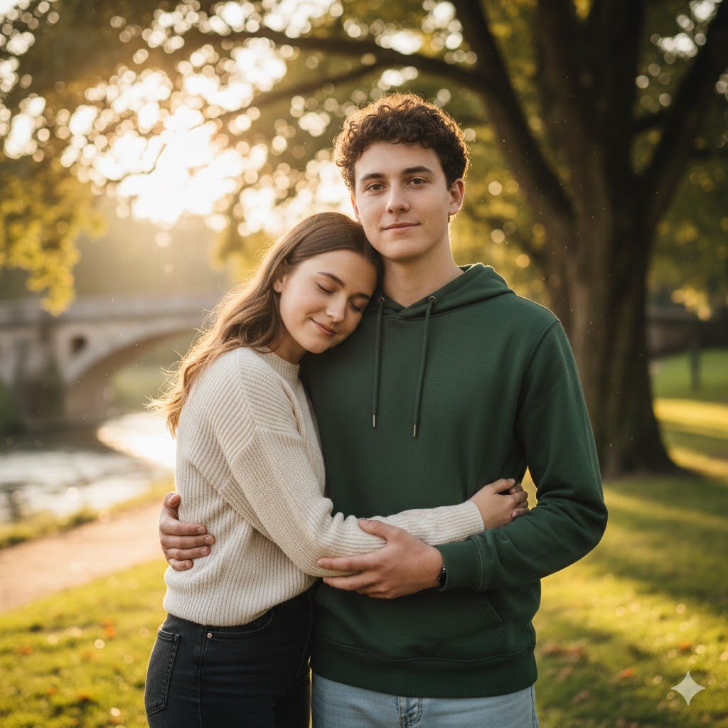  Hug Day Romantic Couple Portrait Prompt