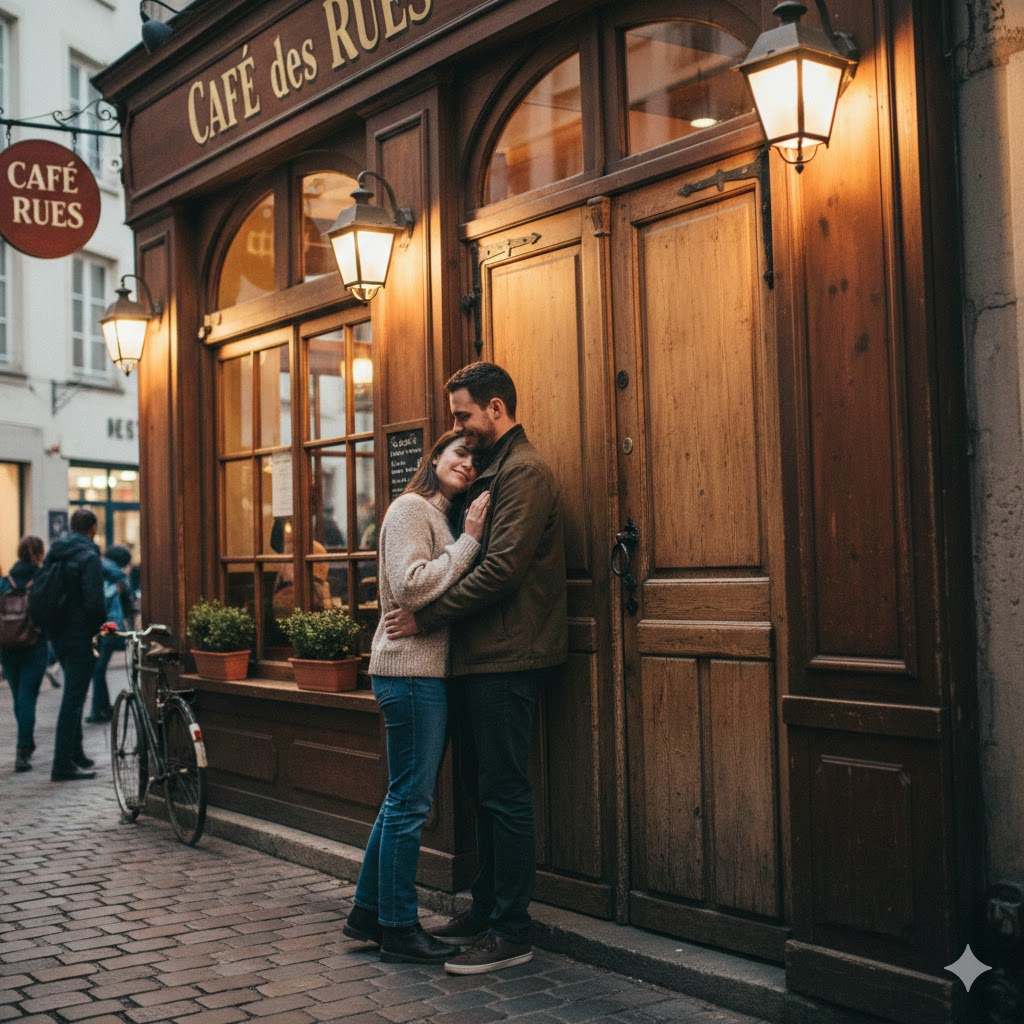 Coffee Date Hug Portrait Prompt