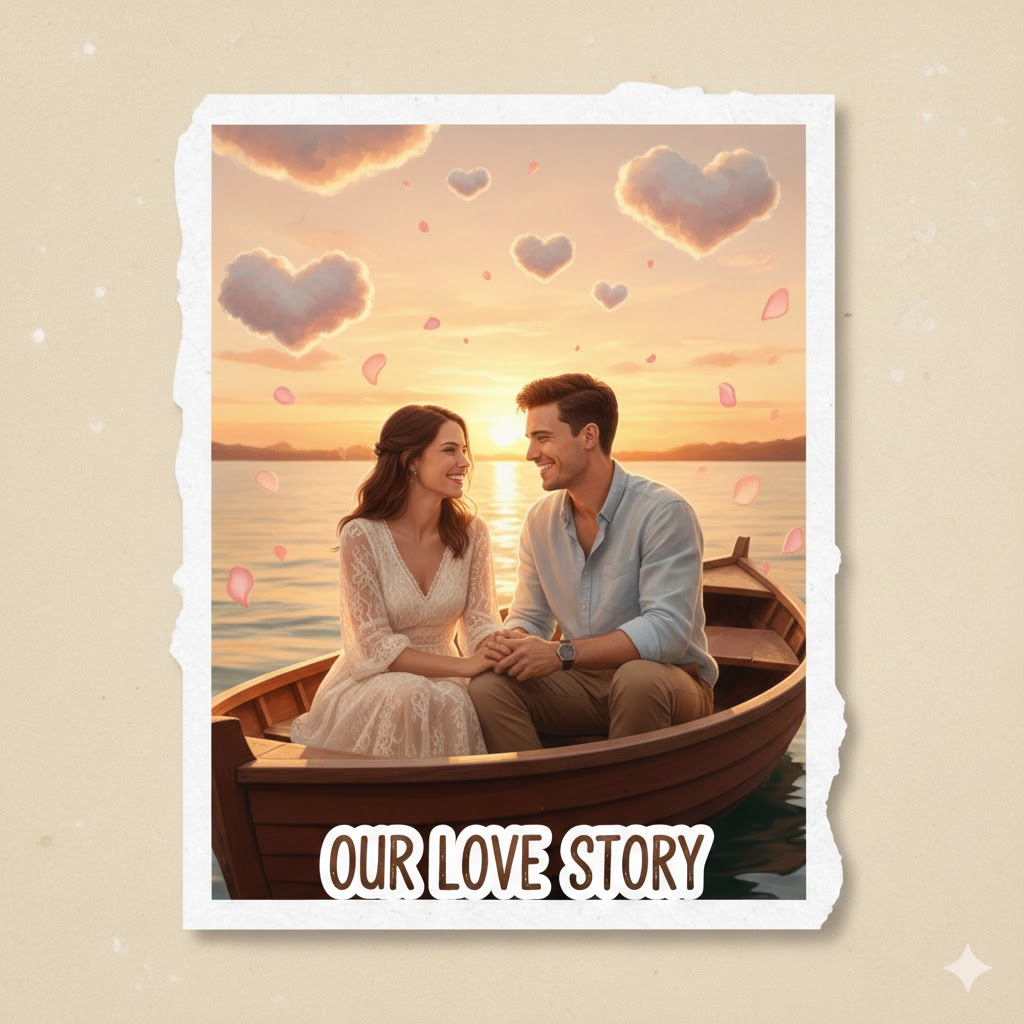 Romantic Boat Ride with Dreamy Sticker Effects
