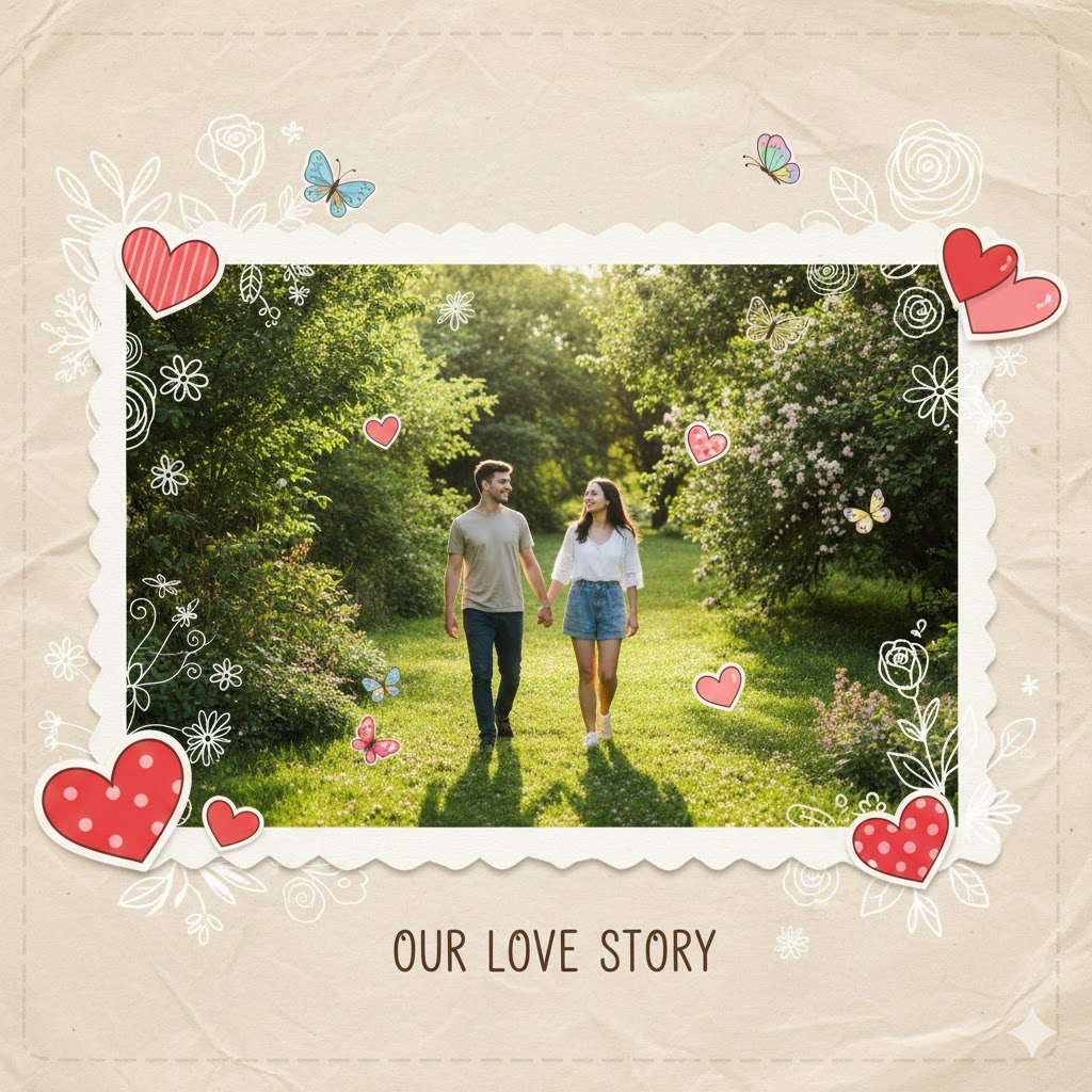 Park Walk Scrapbook-Style Love Poster