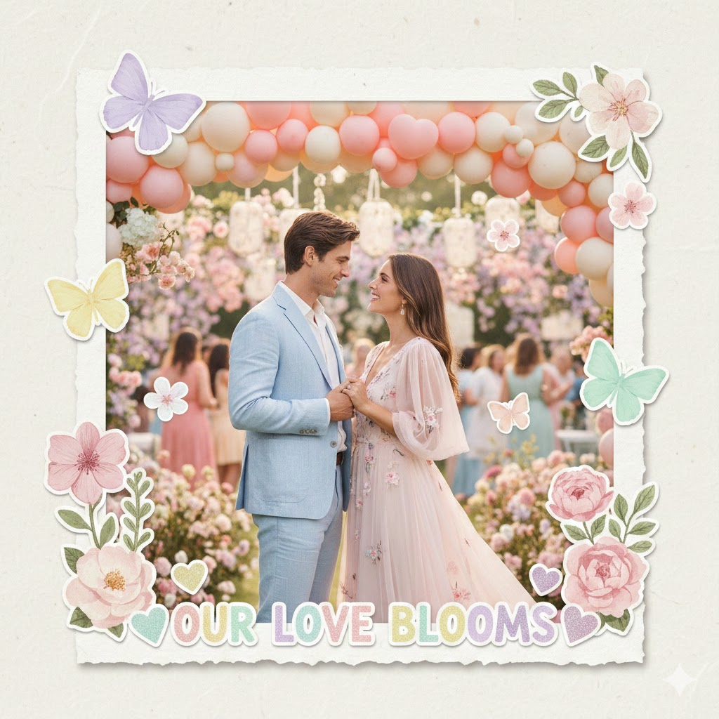 Garden Party Under a Heart Balloon Arch