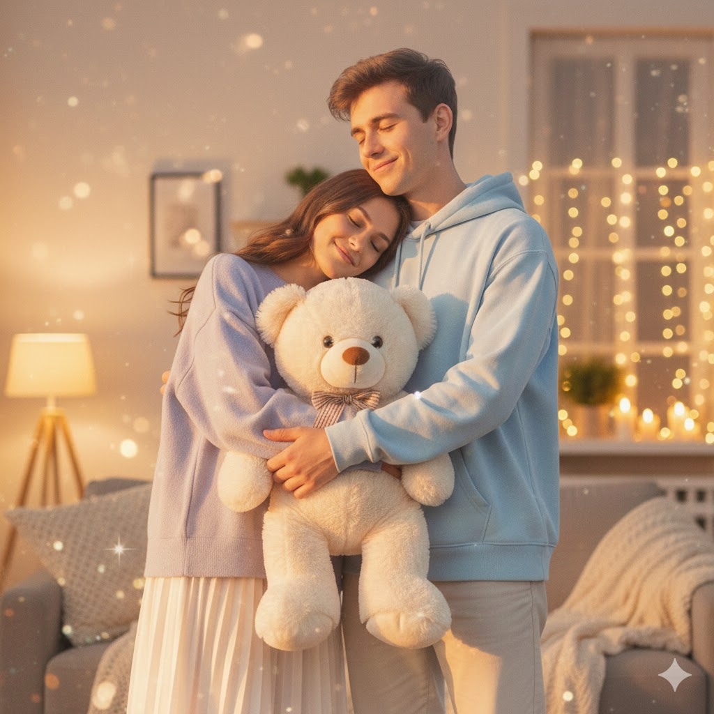 Emotional Forehead-Kiss Teddy Day Couple Portrait