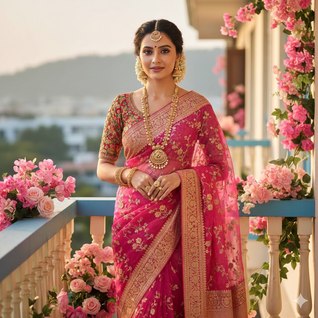 Grace in Pink – South Indian Traditional Look