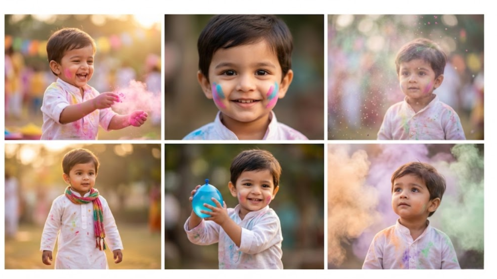 Holi Gemini AI Photo Prompts for Baby Boys